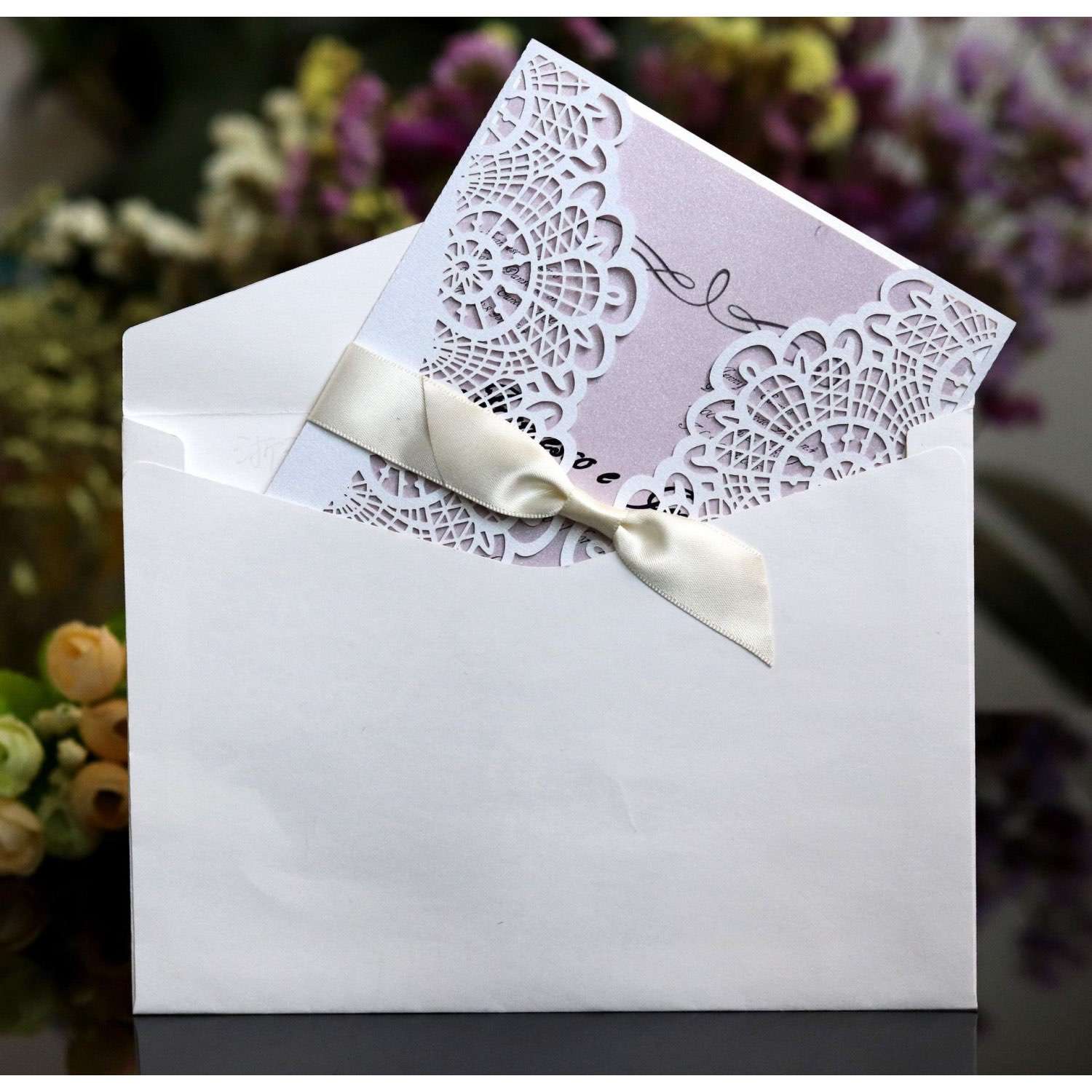 Beautiful Invitation Card Wedding  Decoration Laser Cut Iridescent Paper